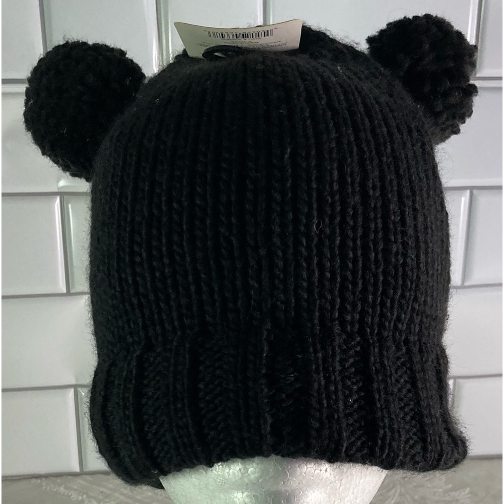 Pair Of Novelty Beanie Hats With Ears Knitted Black Gray NWT